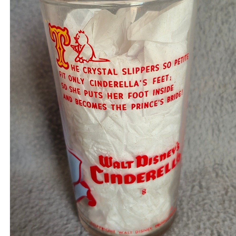 Vintage 1950 Walt Disney Cinderella Glass Tumbler Series 8 Grand Duke 4.75 inch